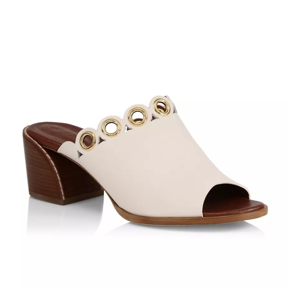 SEE by Chloe Steffi Grommet Leather Mules Size 7.5 - Picture 1 of 11